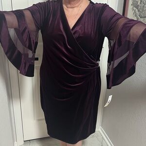 R&M Richards Womens Plus Gathered Surplice Wrap Dress size 18